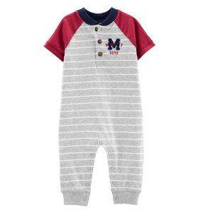 Baby Boy Newborn Varsity Jumpsuit Romper Cotton